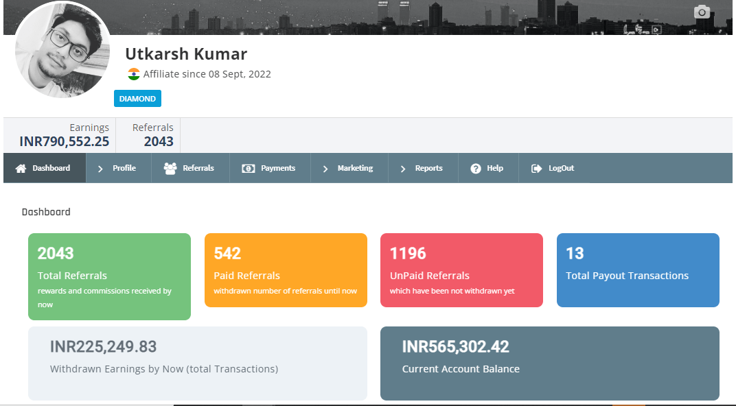 Utkarsh Made Rs.790,552 In 1-Month